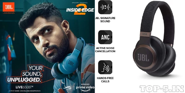 JBL Live 650BTNC Wireless Over-Ear Noise-Cancelling Headphones
