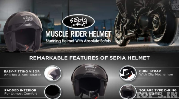 Sepia Muscle Rider Open Face Helmet