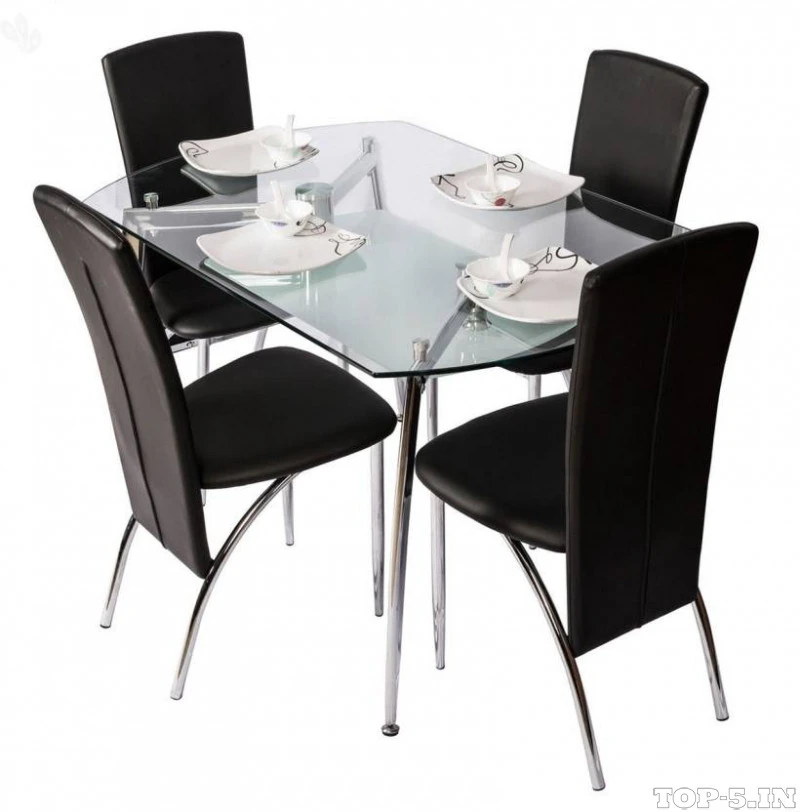 RoyalOak Sonata Glass 4 Seater Dining Set 